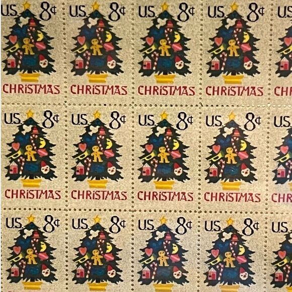 MNH 1973 Scott #1508 Christmas Needlepoint 8 Cent Stamp Sheet of 50 Stamps - Picture 1 of 2